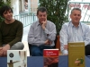 Miquel Torres, Vicent Pallarés i Josep Usó, a la taula de signatures de la la XXX Fira del Llibre de Castelló 