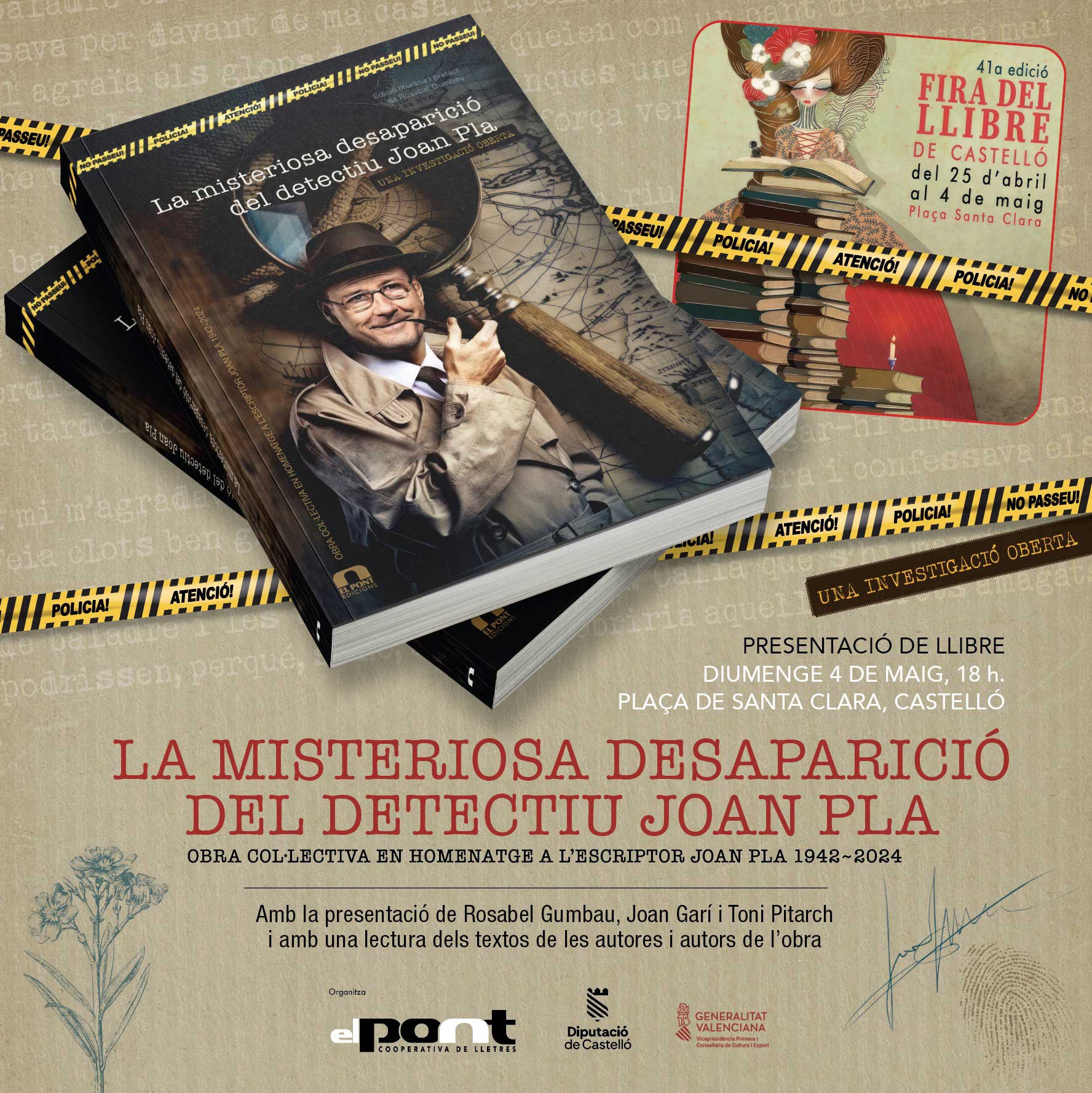 Presentació de «La misteriosa desaparició del detectiu Joan Pla. Una investigació oberta»